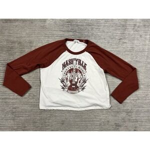 No Comment Top Womens XL Brown Cropped Nashville Tennessee Raglan Long Sleeve